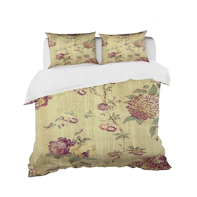 Designart 'Vintage Purple Flowers' Floral Bedding Set