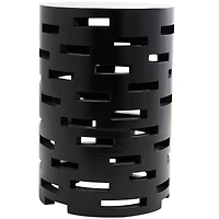 Black Wood Brick Inspired Cutout Geometric Accent Table