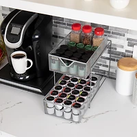 Mind Reader Network Collection 2-Tier Silver Sliding Basket Storage, 2ct.