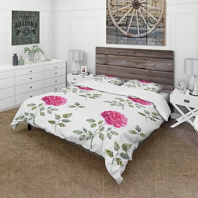 Designart 'Beautiful Red Rose' Cabin & Lodge Bedding Set