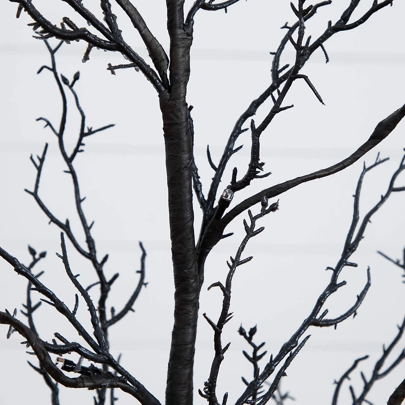 3ft. Pre-Lit Halloween Deluxe Black Twig Artificial Tree with 36 Orange & Purple LED Lights