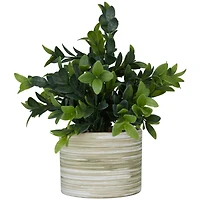 The Novogratz 11" Green Faux Foliage Eucalyptus Artificial Plant with Patterned Porcelain Pot