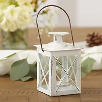 Kate Aspen® Luminous Distressed White Lantern Tea Light Holder, 4ct.