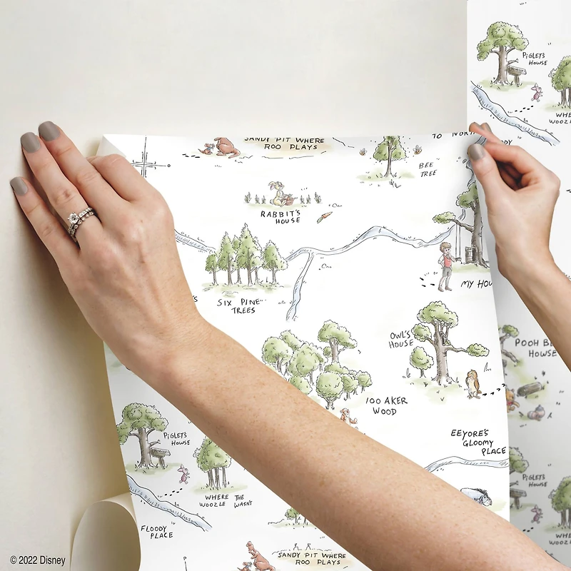RoomMates Winnie The Pooh 100 Acre Wood Map Peel & Stick Wallpaper