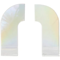 6" Clear Crystal Geometric Arched Bookends Set