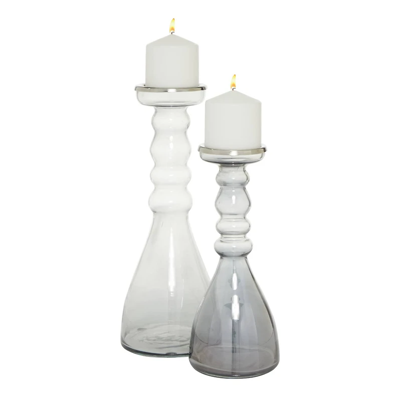 The Novogratz Glass Contemporary Candle Holder Set