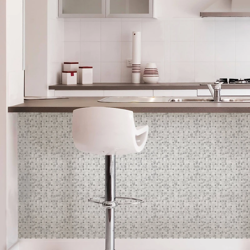 InHome Basketweave Carrara Peel & Stick Backsplash Tiles