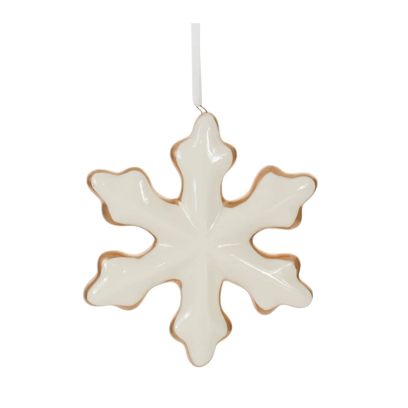 4" Ceramic Star & Snowflake Ornaments Set