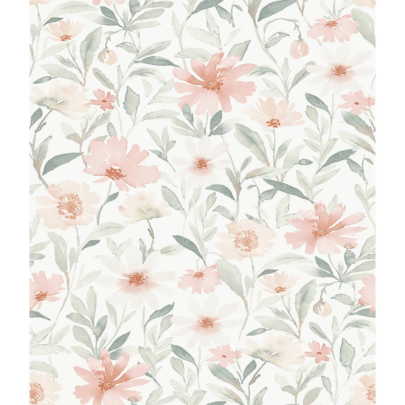 RoomMates Pink & Jade Flower Market Peel & Stick Wallpaper