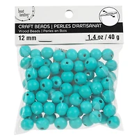 Turquoise Wooden Round Beads, 12mm by Bead Landing™