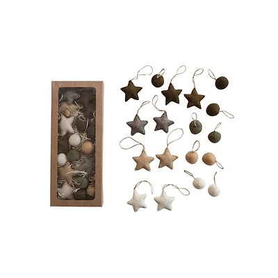 Hello Honey® Handmade Wool Felt Ball & Star Ornament Set in Kraft Box