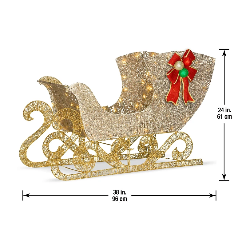 3ft. Crystal Splendor Sleigh with 70 White LED Lights