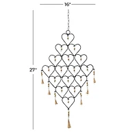 Gold Industrial Hearts Windchime, 16" x 1" x 27"
