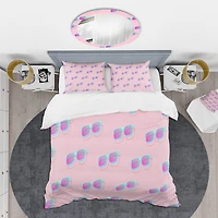 Designart 'Pink Abstract Retro Pattern I' Mid-Century Duvet Cover Set