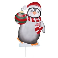 24" Metal Christmas Penguin Yard Art