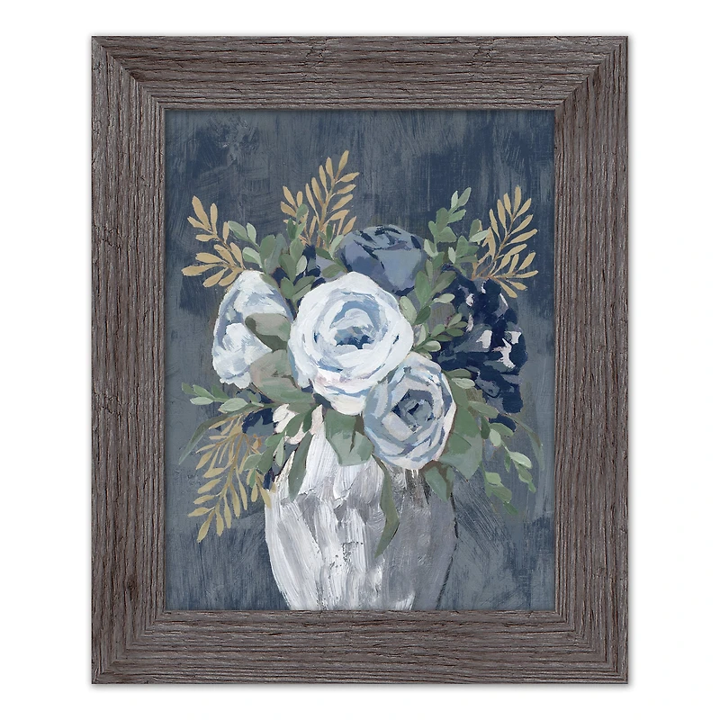 Flower Vase On Navy Western Framed Print