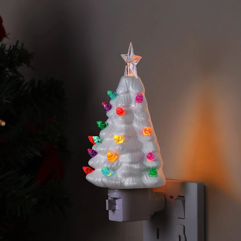 White Nostalgic Christmas Tree Nightlight, 2ct.