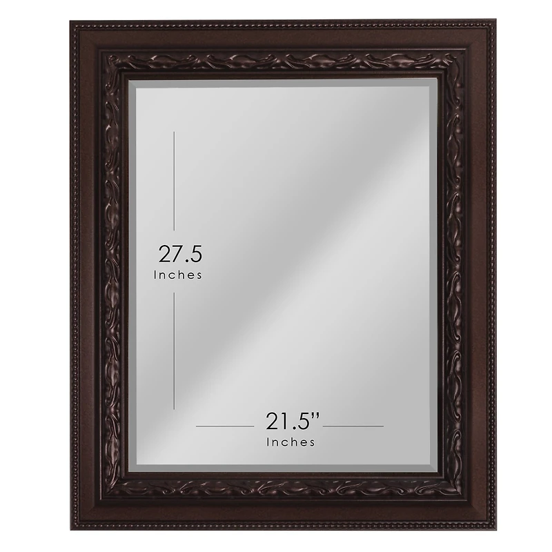 Head West® 36" Addyson Embossed Rich Brown Framed Beveled Wall Mirror