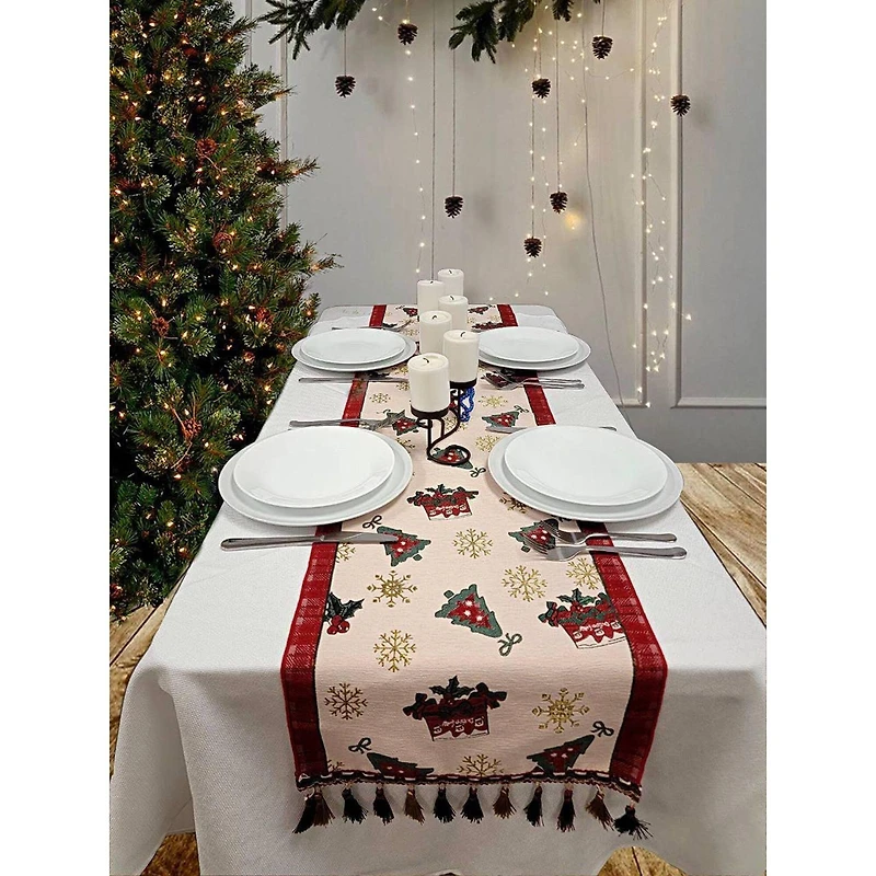Wizardi 13.75" x 71" Festive Christmas Presents Table Runner