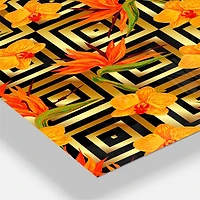 Designart 'Tropical Gold Luxury Pattern Iii Oversized Mid-Century Modern Multipanel Wall Clock