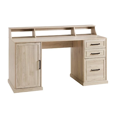 Walker Edison 58" Birch 3 Drawer Computer Desk with Hutch