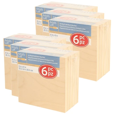 6 Packs: 6 ct. (36 total) 8" x 8" Cradled Wood Painting Panels by Artist's Loft™