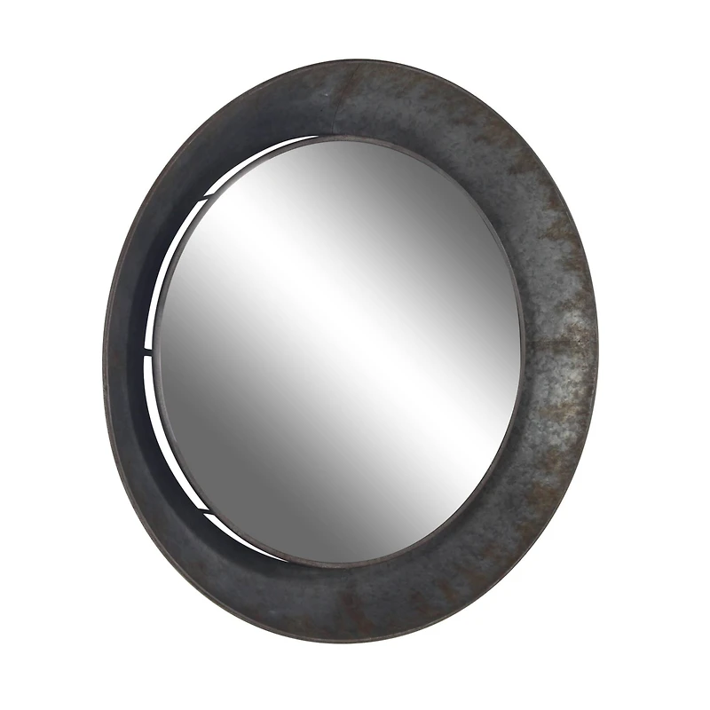 Gray Industrial Metal Wall Mirror
