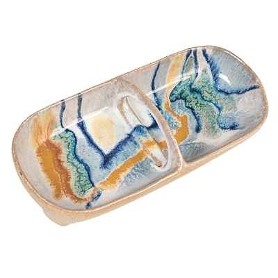 Hello Honey® 11.5" Multicolor Abstract Line Stoneware Server