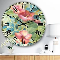 Designart Hibiscus Garden II Farmhouse Wall Clock