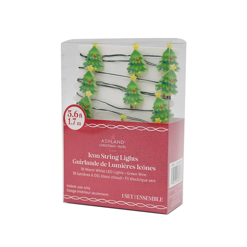 18ct. Warm White LED Christmas Tree String Lights on Green Wire by Ashland®