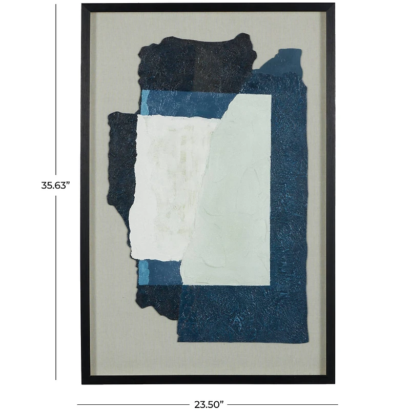 The Novogratz Gray & Blue Mixed Media Framed Canvas Wall Art