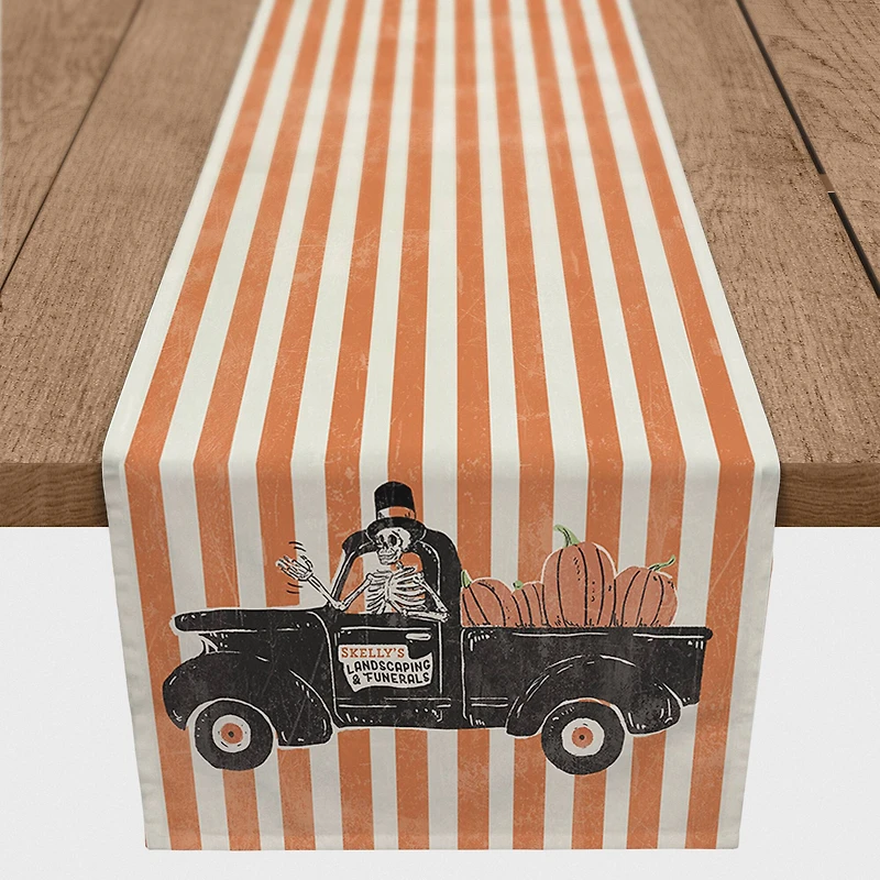 72" Skellys Landscaping Truck Poly Twill Table Runner