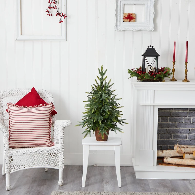 2.5ft. Pre-Lit Christmas Tree with Planter, Clear Lights