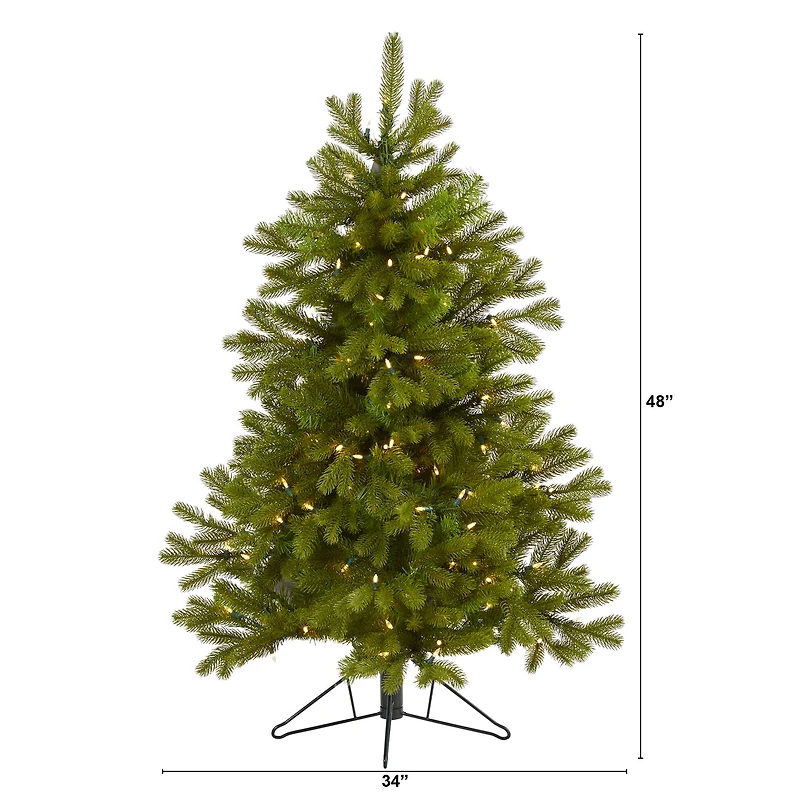 4ft. Pre-Lit Cambridge Spruce Flat Back Artificial Christmas Tree with Warm White Multifunction LED Lights