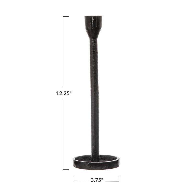 Hello Honey® 12'' Black Cast Iron Taper Candle Holder