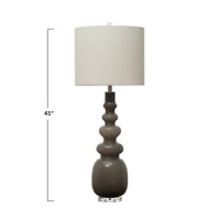 Hello Honey® 41" Glass Floor/Table Lamp with White Linen Shade