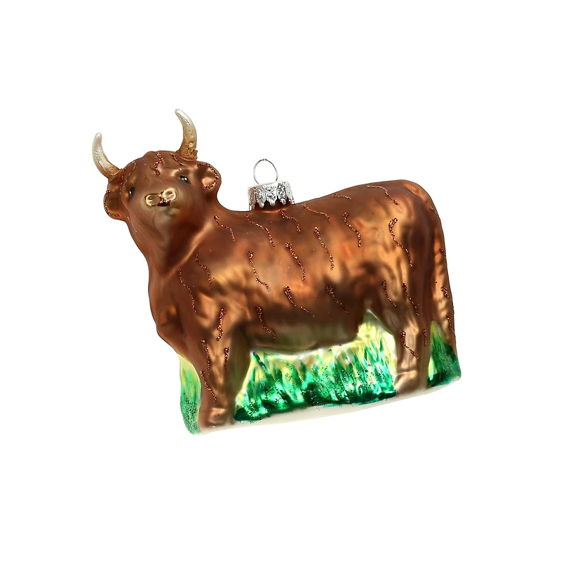 4.25" Brown Highland Cow Glass Ornament by Ashland®