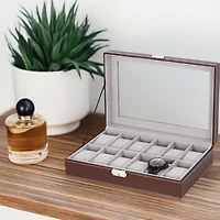 Pecan Brown Dozen Leather Watch Box