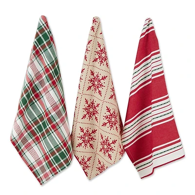 DII® Assorted Scandinavian Snowflakes Dishtowel Set
