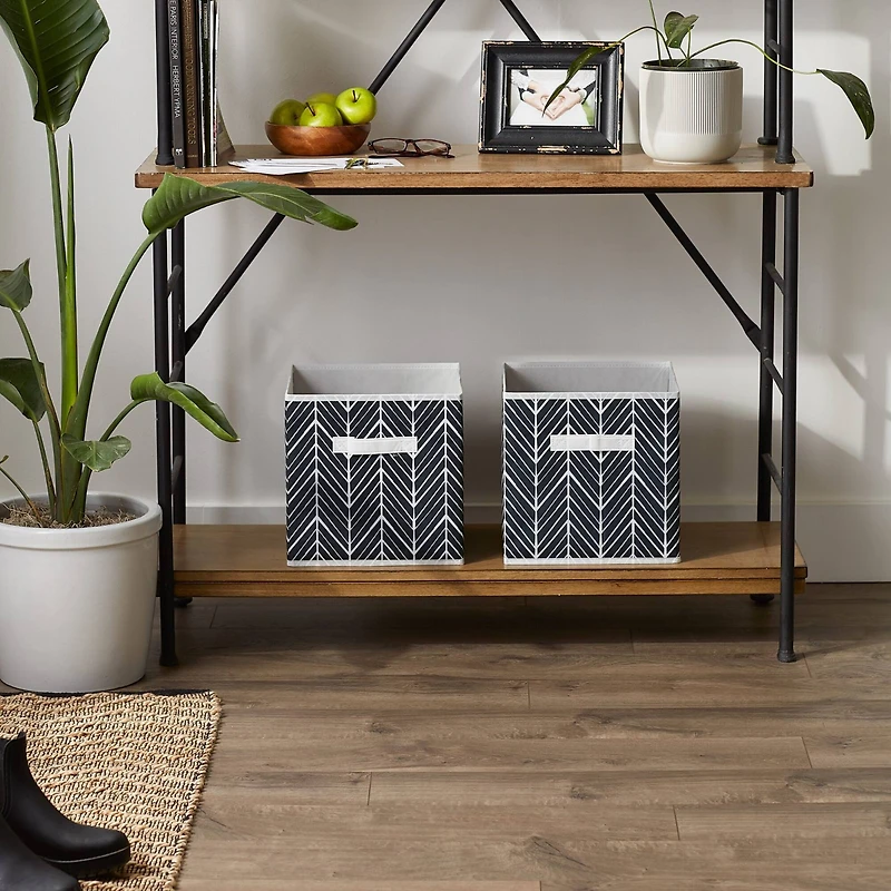 DII® 11" Black Herringbone Storage Cube, 2ct.
