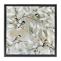 Stupell Industries Chickadee Birds on Branches Floater Framed Art