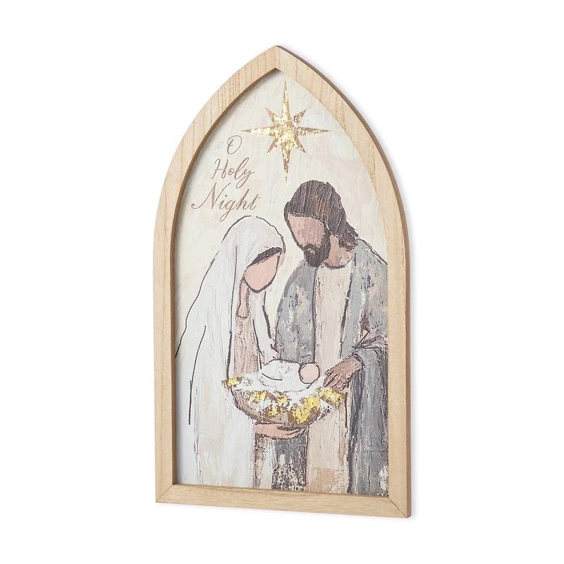 Glitzhome® 19.75" Wooden Gold Foil Nativity Scene Wall Decor