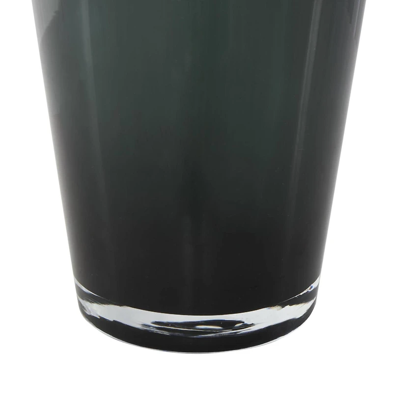 Green Glass Floral Tulip Inspired Ombre Vase with Wavy Opening