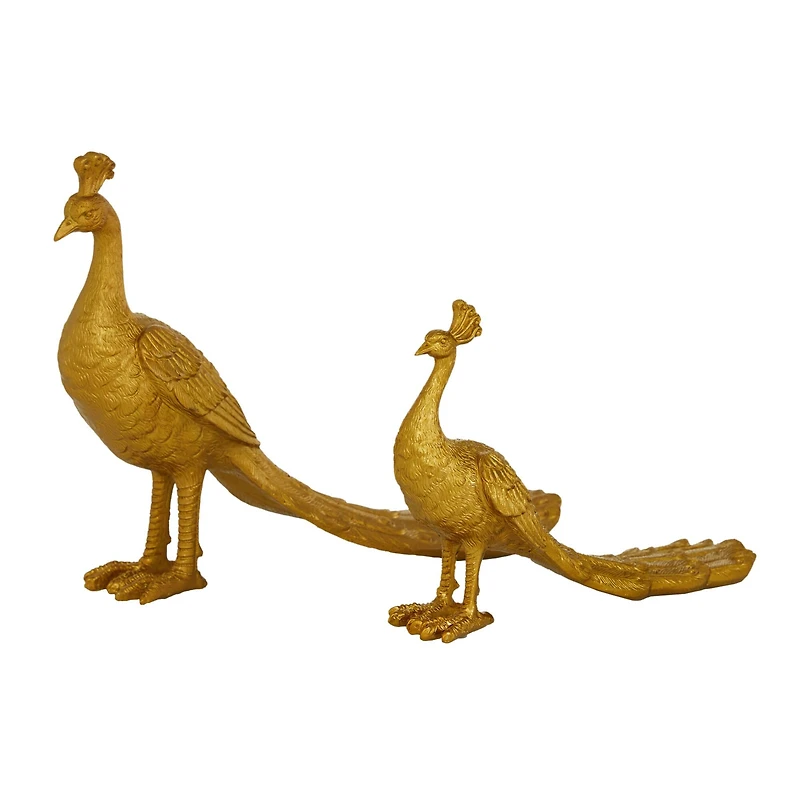 Gold Peacock Sculpture Set