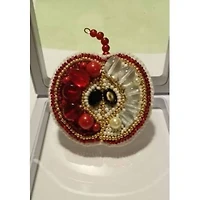 Crystal Art Beadwork Kit For Creating Brooch Red Apple