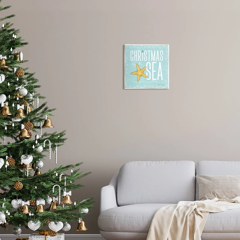 Stupell Industries Christmas By The Sea Turquoise Wall Plaque Art