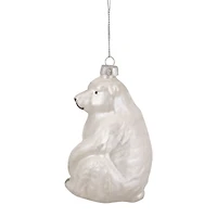Glittered White Glass Polar Bear Ornament