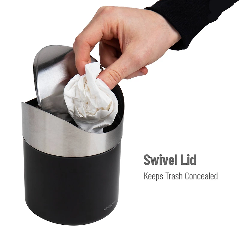 Mind Reader 0.4gal. Black Mini Countertop Trash Can, 2ct.