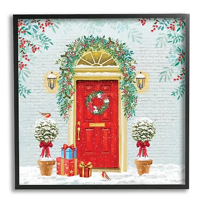 Stupell Industries Winter Doorway Christmas Gifts Framed Giclee Art