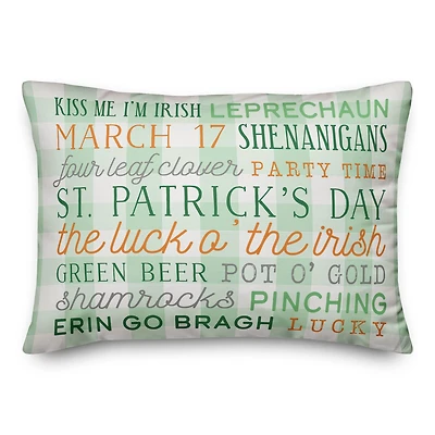 St Pat Words Buffalo Check Pillow 14" x 20" Throw Pillow